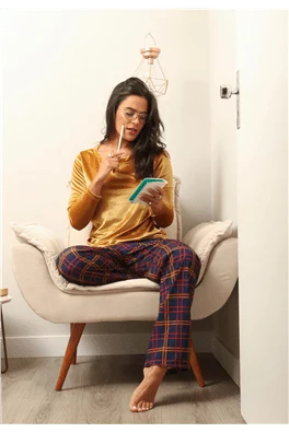 Pijama Longo Caramelo e Xadrex